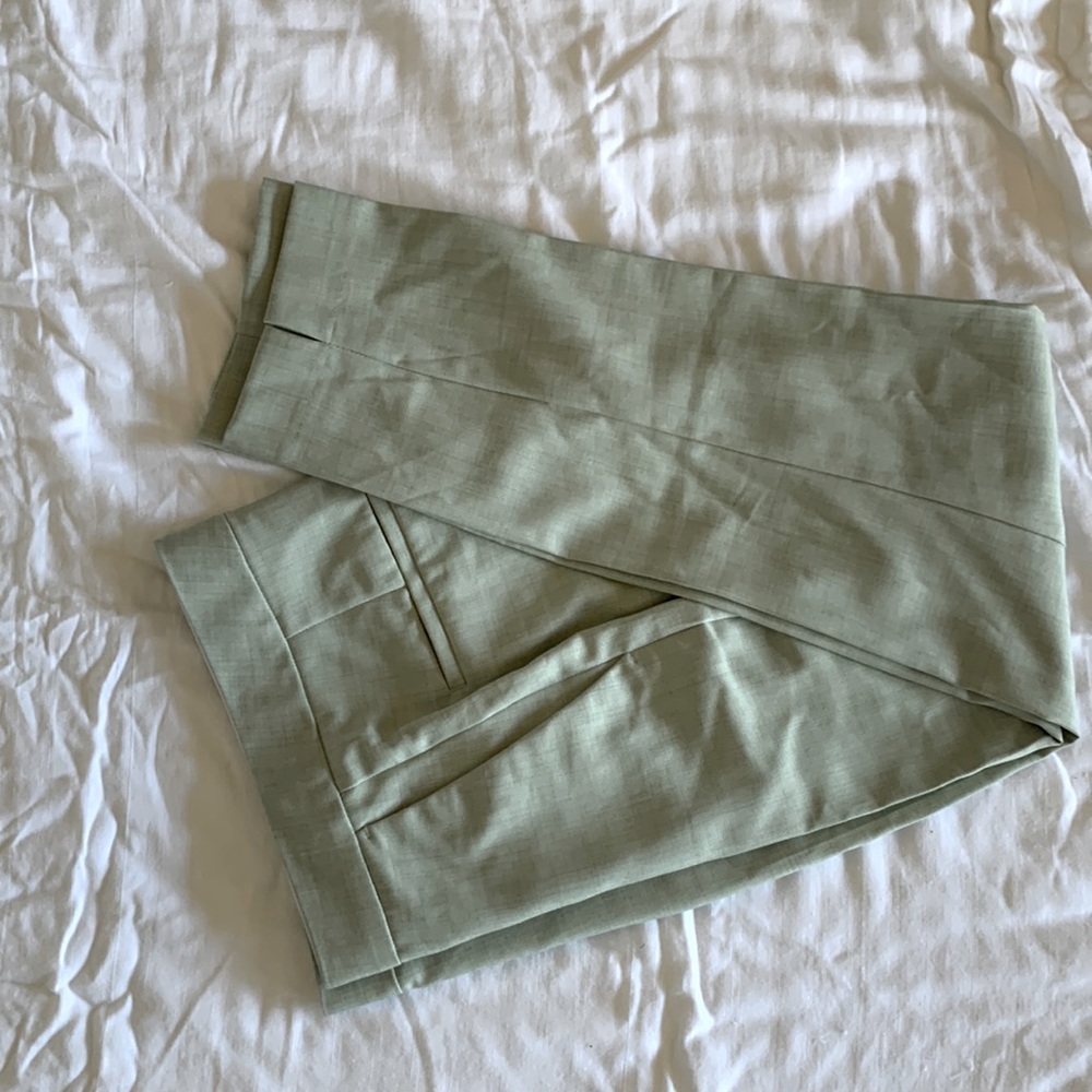 ZARA pale green cropped career trousers - size 2